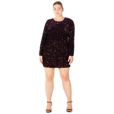 Imagem de City Chic Vestido feminino plus size para coquetel - inverno, Roxa, 46