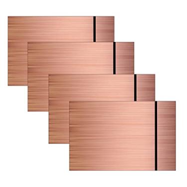 Imagem de Jadeshay 4 placas de gravação a laser de 30 x 20 cm, placas personalizadas ABS em ouro rosa escovado fosco, painel de camada interna preta para porta de escritório em casa, placa de quintal, placa DIY