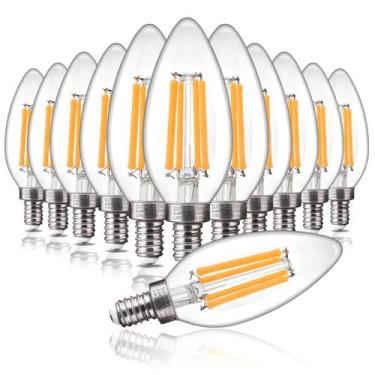 Imagem de Lâmpada LED ALAMPEVER E12 5,5 W 800 LM 2700 K regulável, pacote com 12