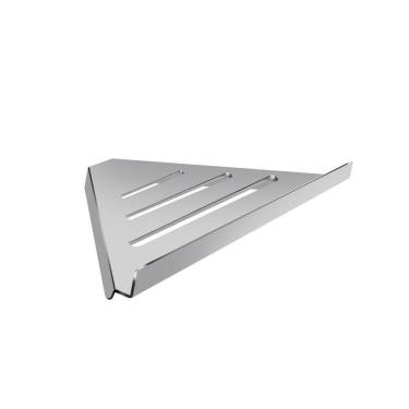 Imagem de Prateleira Suporte Canto Para Banheiro Escovado Grega Aço Inox 30cm