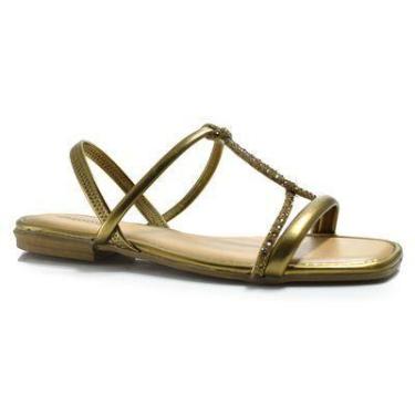 Imagem de Sandália Rasteira Feminina Mississipi, 37, Dourado