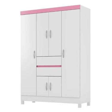 Imagem de Guarda Roupa Casal Ecom Ii 6 Portas E 2 Gavetas Branco Rosa - Demóbile Branco Rosa