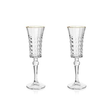 Imagem de Jogo De Taças Copa E Cia 2 Peças Vitreo Com Filete Dourado Espumante 120 Ml