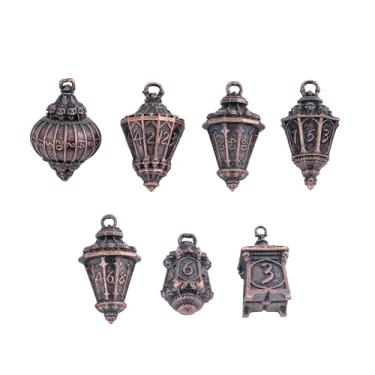 Imagem de Cusdie 7-Piece Lantern DND Dice Set,Metal Dice with Skull Dice Bag- Perfect for Tabletop RPGs Board Games Gifting and Collecting(Copper)