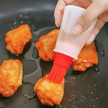 Imagem de (Vermelho) Escova de garrafa de óleo de silicone, pincéis para churrasco/pastelaria, grelha de cozimento de silicone, escova de garrafa de óleo de pastelaria, mel/molho (1 peça)