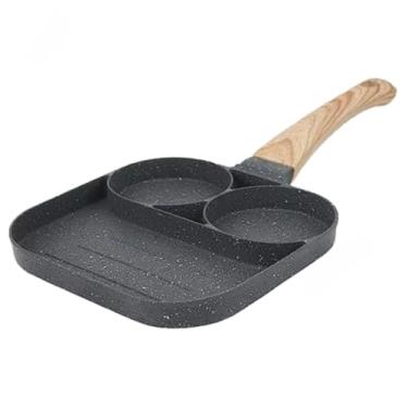 Imagem de Frigideira Antiaderente 3 Em 1 Multiuso Frita Ovos Sem óLeo NãO Gruda DuráVel Acessório Essencial para O Café Da Manhã (2 buracos)
