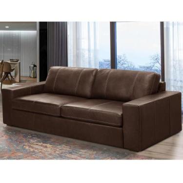 Imagem de Sofá 2 Lugares Para Sala de Estar Living 150cm Aurora L06 Couro Marrom