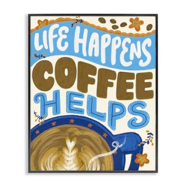 Imagem de Stupell Industries Arte giclée emoldurada Life Happens Coffee Helps, design de Connie Summers, 14 x 11