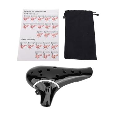 Imagem de Keenso Ocarina, Instrumento de Resina ABS de Flauta Cerâmica de 12 Furos Alto C Ocarina Com Bocal de Sopro Suave para Iniciantes e Jogadores Profissionais (Preta)