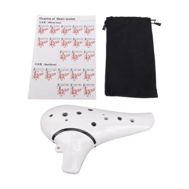 Imagem de Keenso Ocarina, Instrumento de Resina ABS de Flauta Cerâmica de 12 Furos Alto C Ocarina Com Bocal de Sopro Suave para Iniciantes e Jogadores Profissionais (Branco)