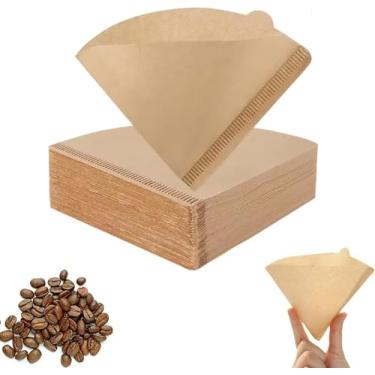 Imagem de Filtro de Papel Cônico V60 N°02 para Café – Compatível com Coador HARIO V60-02 (100 unidades)(Marrom)