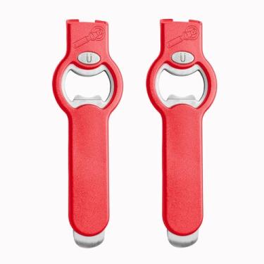 Imagem de Abridor magnético 2 em 1 de lata de refrigerante e garrafa de cerveja - Ímãs duplos para geladeira e apanhador de tampas, aço inoxidável resistente, perfeito para mãos grandes, unhas compridas