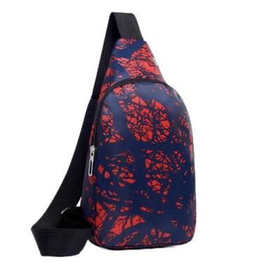 Imagem de Mochila tiracolo pequena para homens e mulheres, bolsa de peito, mochila para viagem, caminhada, caminhada, uso diário, casual, Vermelho, Simplicidade