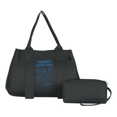 Imagem de Bolsa Feminina de Silicone Premium com Necessaire Estilo Praia Moderna Impermeável Resistente e Espaçosa – Preto