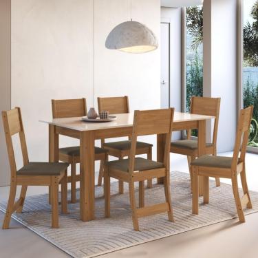 Imagem de Conjunto Sala De Jantar Fidelitá Veneza Com 6 Cadeiras Freijó/off-white Assento Cacau