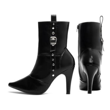 Imagem de BOTA BICO FINO FEMENINA TORRICELLA PRETA,ZÍPER NA COR PRETA FIVELA E APLQUE PRATA, NUMERO 39