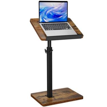 Imagem de IBUYKE Bandeja de mesa para sofá, ângulo ajustável, altura giratória de 360° para espaços pequenos, para telefone e tablet, mesa de café pequena moderna para sofá/cama, marrom UTVT004H