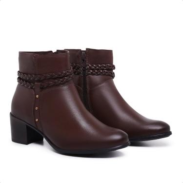 Imagem de Bota Feminina Couro Coturno Cano Baixo Ziper Original 1300-Feminino