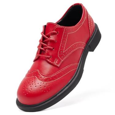 Imagem de Sapato social feminino clássico Oxford com cadarço formal com ponta de asa, Vermelho, 41