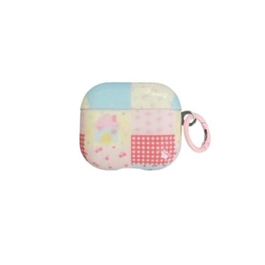 Imagem de GUAYQAT Capa de fone de ouvido para Airpods 4, linda capa protetora de TPU fashion patchwork xadrez floral estilo catavento, compatível com AirPods 4ª geração para meninas e mulheres (floral)