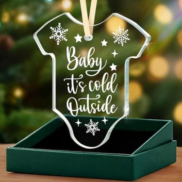 Imagem de Presentes para bebês – Enfeite de vidro de macacão de bebê, lembrança de férias de inverno para novos pais, presente perfeito de Natal ou ano novo para chá de bebê, enfeite de vidro para decoração de