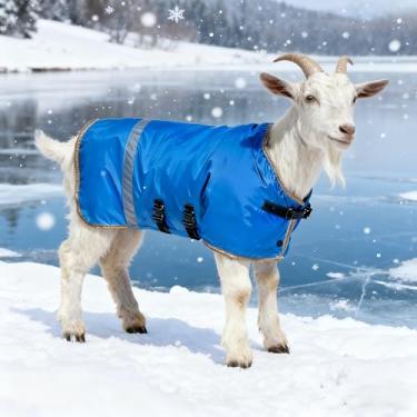 Imagem de Casaco protetor de panturrilha à prova de vento com proteção de barriga espessa para manter a vaca aquecida (azul depenado, 1 peça)