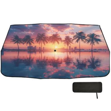 Imagem de SEHANY Palmeiras de praia, pára-brisa, guarda-sol dobrável para janela dianteira de carro, bloqueios de raios UV, calor, mantém o veículo fresco, protetor de viseira de sol adequado para Sedan SUV 147