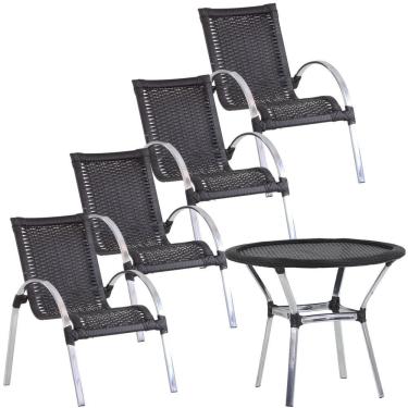 Imagem de Jogo De área Com 4 Cadeiras E Mesa Trama Original Preto