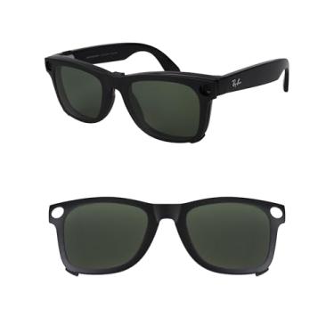 Imagem de HILEEN Clipe polarizado para Ray-Ban Meta Wayfarer RW4008 e Gen 2 RW4012 Grande 53-22 para homens mulheres proteção UV - cinza verde