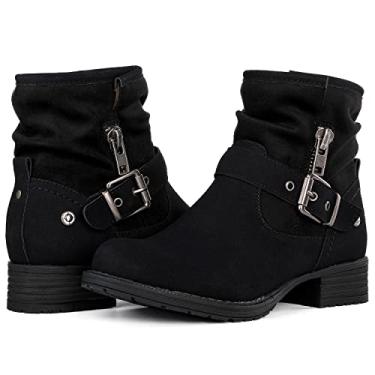 Imagem de GLOBALWIN Botas Femininas Pretas De Cano Curto Para Mulheres, Salto Baixo 7,5 M