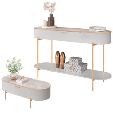 Imagem de Aparador Beca E Mesa De Centro Giverny Orgânico Industrial D05 Bali Quartzo