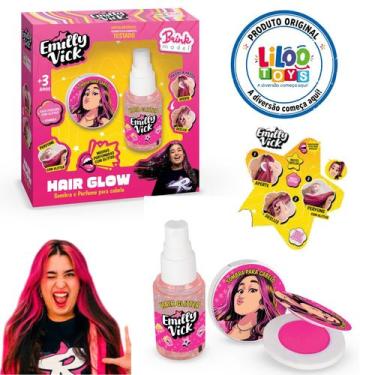 Imagem de Kit Maquiagem Infantil Hair Glow Emilly Vick Dos Rosa Brink Model