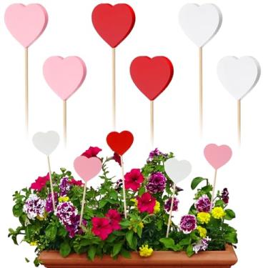 Imagem de Romooa 6 peças de madeira para dia dos namorados, coração, jardim, estacas, decoração, coração, plantador, estacas, placa, decoração ao ar livre, gramado, jardim, casa, quintal, decoração para