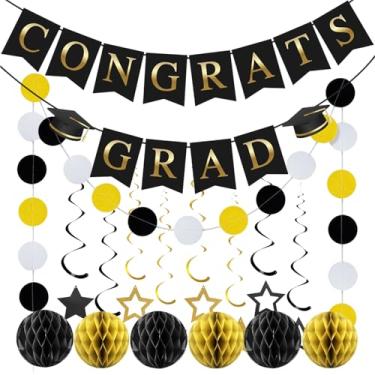 Imagem de Decorações Turma 2026 | Kit de Placa de Formando,Enfeites de Estrelas e Bolas de para Bandeira de Formatura,Para Porta, Parede, Teto, Árvore e Casa da Faculdade,