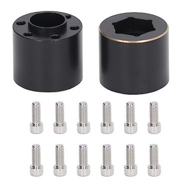 Imagem de CUOFYUNL 2pcs 1,9 2,2 polegadas Adaptador de aro de roda hexagonal de roda de latão preto para carro com controle remoto (18,5 mm)