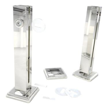 Imagem de Torre Pinça Aco Inox Vidro Corrimão 30Cm  Guarda Corpo  Poli