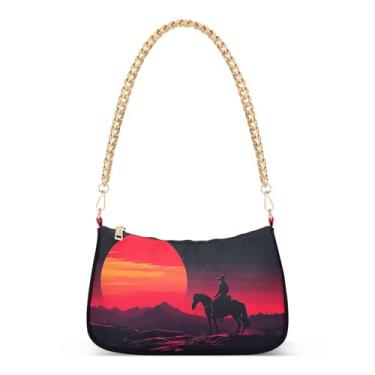 Imagem de CEBUGI Bolsas transversais para mulheres, bolsa de ombro caubói, bolsa de mão elegante com alça de corrente