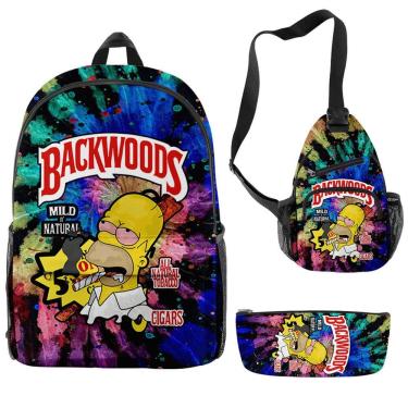 Imagem de Conjunto de mochilas Backwoodss Anime para crianças e escola com bolsa de peito
