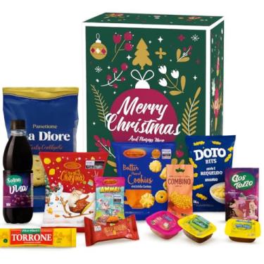 Imagem de Cesta De Natal 24 Itens Sem Álcool Com Panettone + Suco De Uva Integral - Presente Corporativo/Familiar/Funcionario Completo Com Guloseimas E Sobremesas