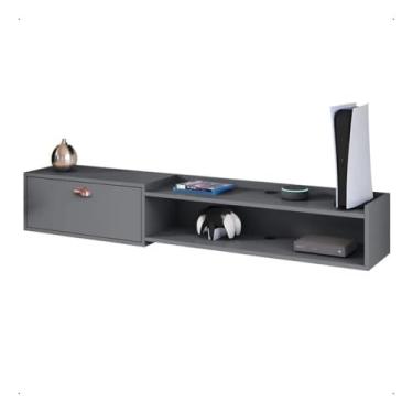 Imagem de Rack Bancada Suspensa Com Porta Sala Escritório Quarto Parede TV Até 60 polegadas 1.50 cm ou 1.80 cm(Cinza 180 cm)
