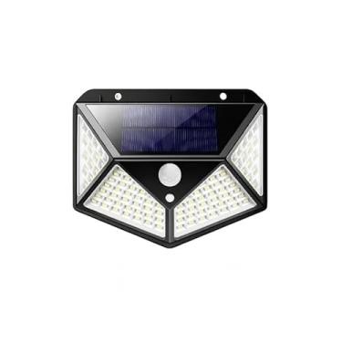 Imagem de Luminária Solar LED com Sensor de Presença, IP65 Resistente à Água, 100 LEDs, Carregamento Solar, Iluminação Externa