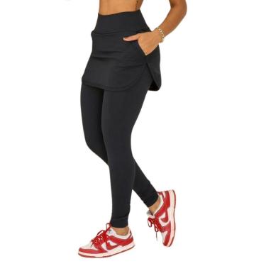 Imagem de Legging Blackout Vih Triny Com Saia e Bolso Moda Fitness Cintura Alta-Feminino