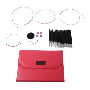 Imagem de Conjunto de agulhas de tricô circular Ainoli, aço inoxidável, cabo ergonômico de 3 a 10 mm, conjunto de agulhas circulares com bolsa de armazenamento para tecido