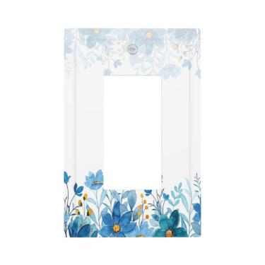 Imagem de Naiqadnehz Capas de tomada decorativas flores azuis aquarela 1 gangue único interruptor de luz placa de cobertura GFCI placas de parede placa de interruptor elétrico capa para quarto decoração de casa