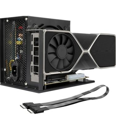Imagem de PCIe 4.0 x4 64Gbps compatível eGPU DOCK, com cabo macho OCuLink SFF-8612 8311 para PCIe x16 e SFF-8611, gabinete suporta alimentação ATX padrão e placas gráficas externas GPU para laptop mini PC