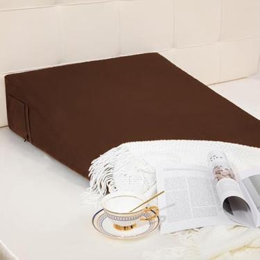 Imagem de NookZuzu Capa de almofada de cunha de café, capa de almofada de cunha de cama com zíper, 66 x 63 x 19 cm, protetor de fronha com bolso lateral para armazenamento macio, respirável, removível e lavável