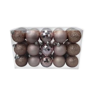 Imagem de Kit Bolinhas de Natal 5cm Rose, Enfeite Natalino com 30 Unidades