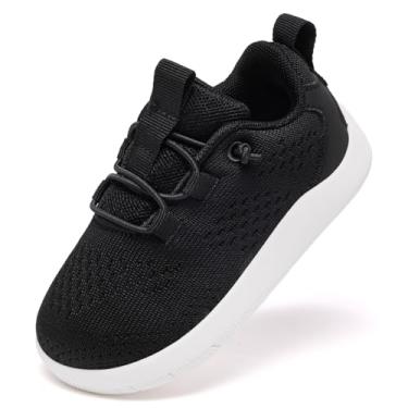 Imagem de MORENDL Tênis infantil largo para bebês descalços meninas meninos zero drop minimalista tênis sem cadarço respirável naturalmente flexível, Preto, 22