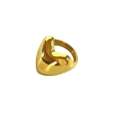 Imagem de Kokoma Anel de coração para mulheres, minimalista, amor, coração, anel de aço de titânio, noivado, casamento, moda, joias de dedo, Aço Titanuim, Sem pedra preciosa