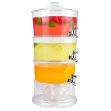 Imagem de Suqueira Tripla 10,5L Dispenser de Bebidas 3 em 1 Acrílica Empilhável 